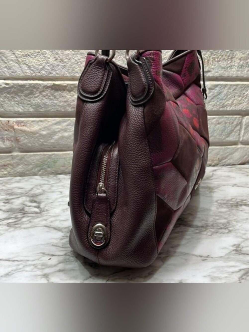 Coach 36519 Patchwork Rogue Tote / Shoulder Bag - Purple Multi Suede & Leather - Picture 6 of 15